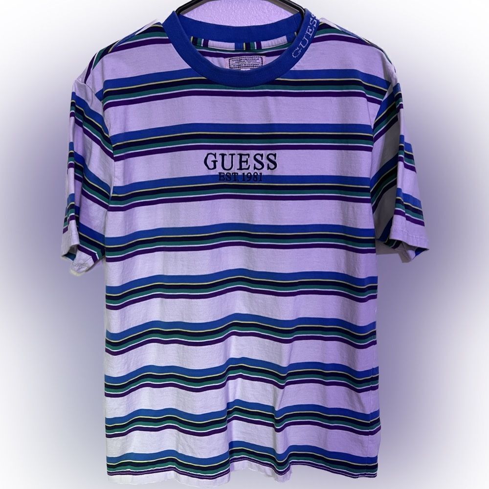 Vintage Guess EST.1991 Originals Multi Color Striped Shirt Mens Size S